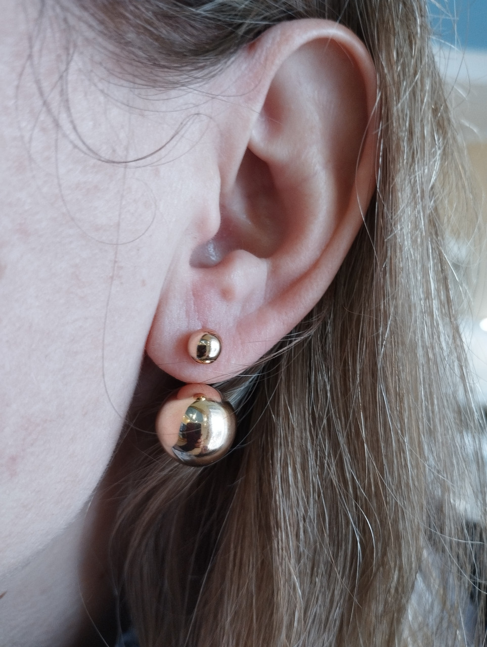 Золоті сережки 585 проби шарики Ukr-Gold.com - Зображення 4