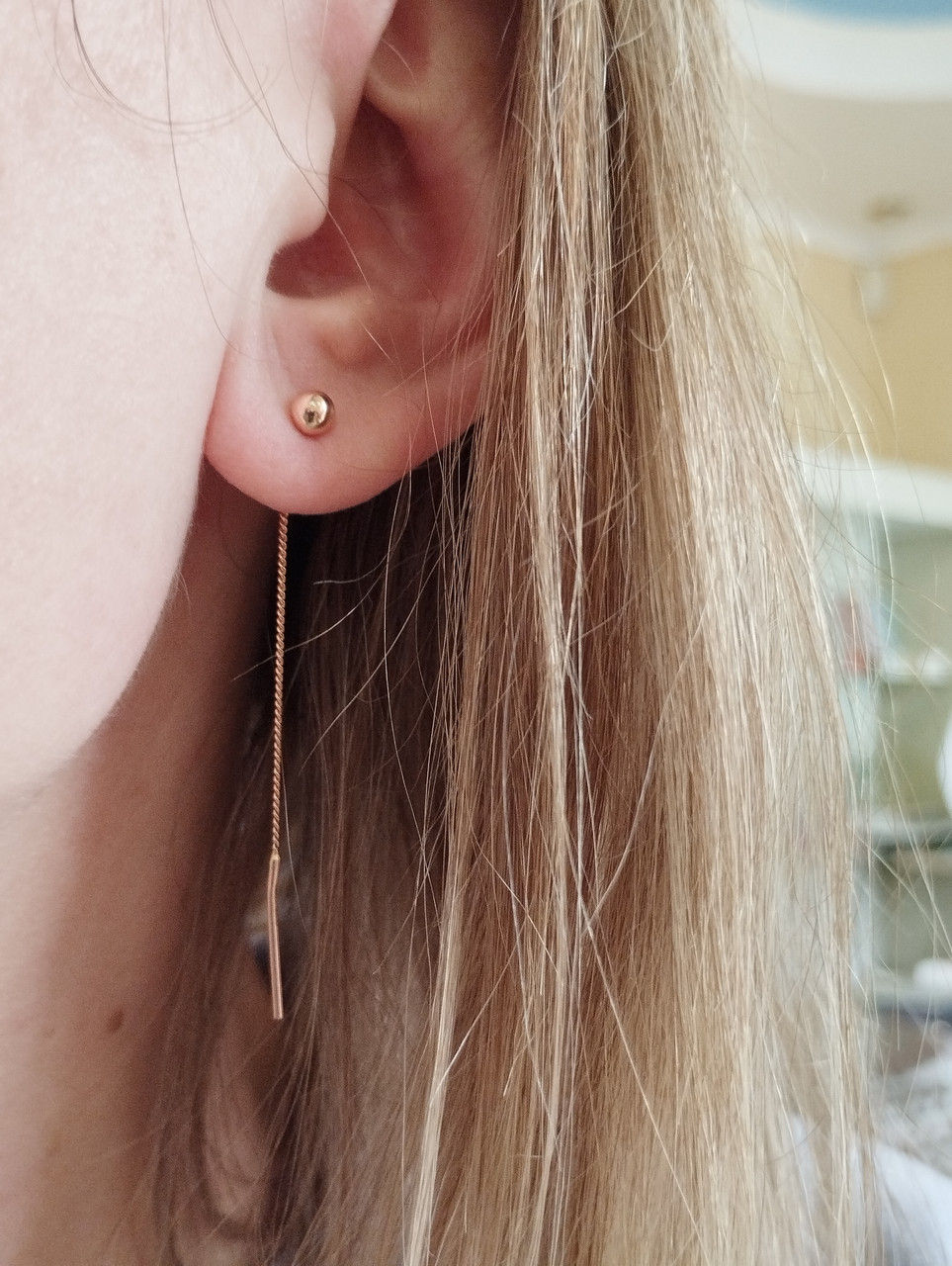 Золоті сережки, золоті сережки протяжки золоті сережки на ланцюжку - Зображення 3