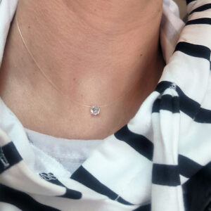 Срібне кольє невидимка з каменем