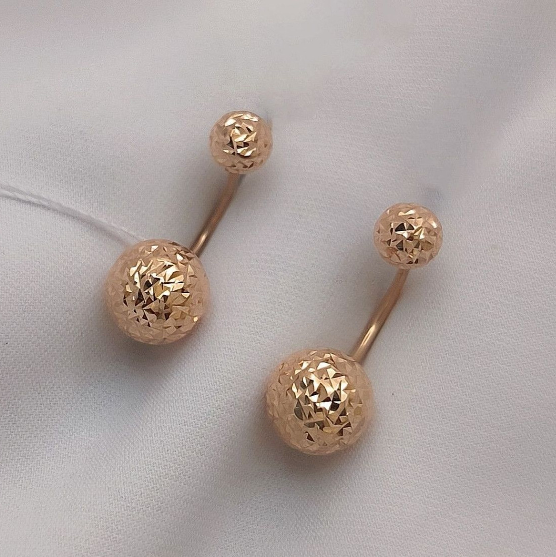 Золоті сережки кулі з алмазною гранню матрьошки Intern-Gold