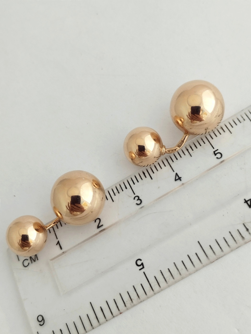 Золоті сережки матрешки, золоті сережки кулі Ukr-gold - Зображення 3