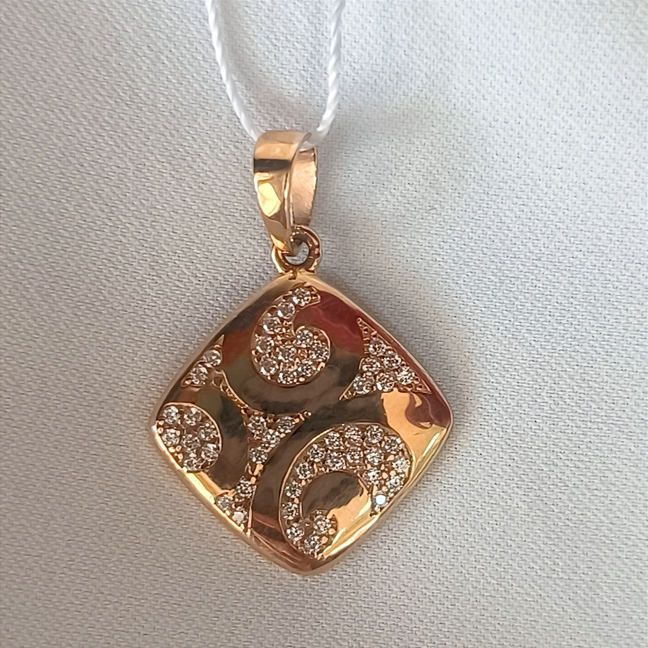 Золотий підвіс в червоному золоті 585 проби з вставкою цирконію