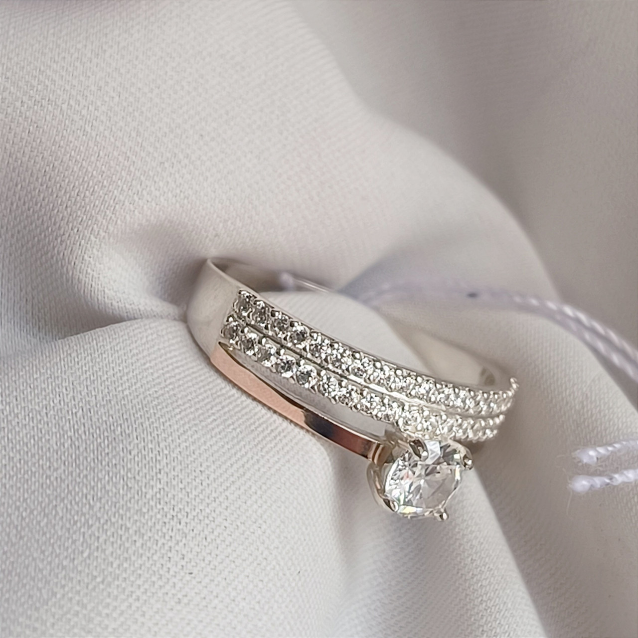 Срібне кільце 925 проби з напаяною пластиною золота - Зображення 4