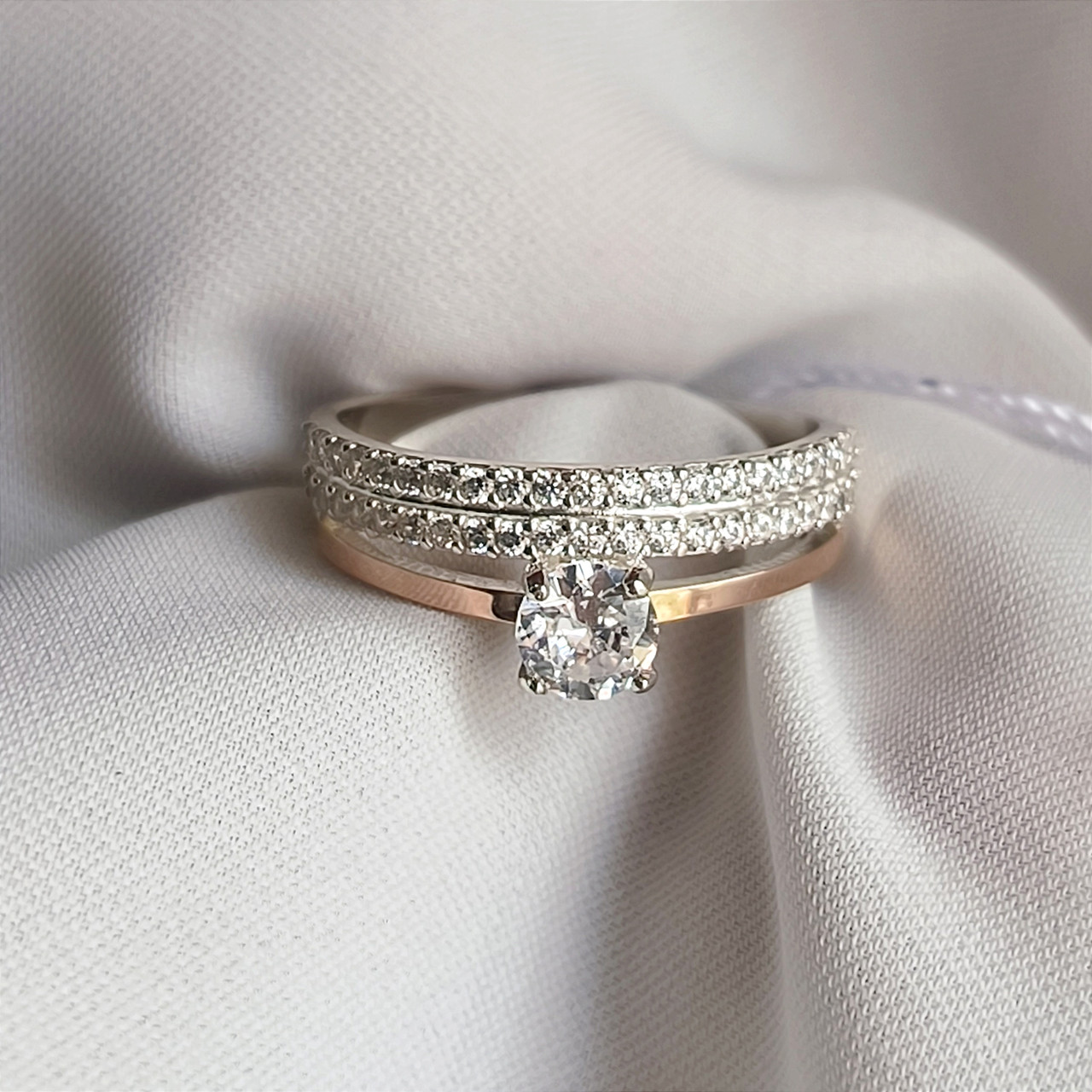 Срібне кільце 925 проби з напаяною пластиною золота - Зображення 3