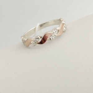 Срібне кільце з золотими пластинами і цирконієм 0346.10