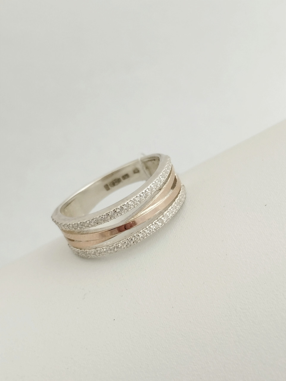 Срібна каблучка з золотими пластинами Ukr-gold