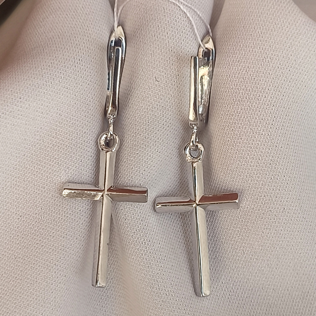 Срібні сережки хрестики 925 проби