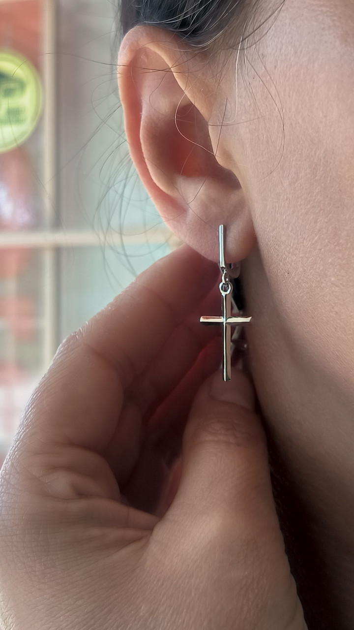Срібні сережки хрестики 925 проби - Зображення 4