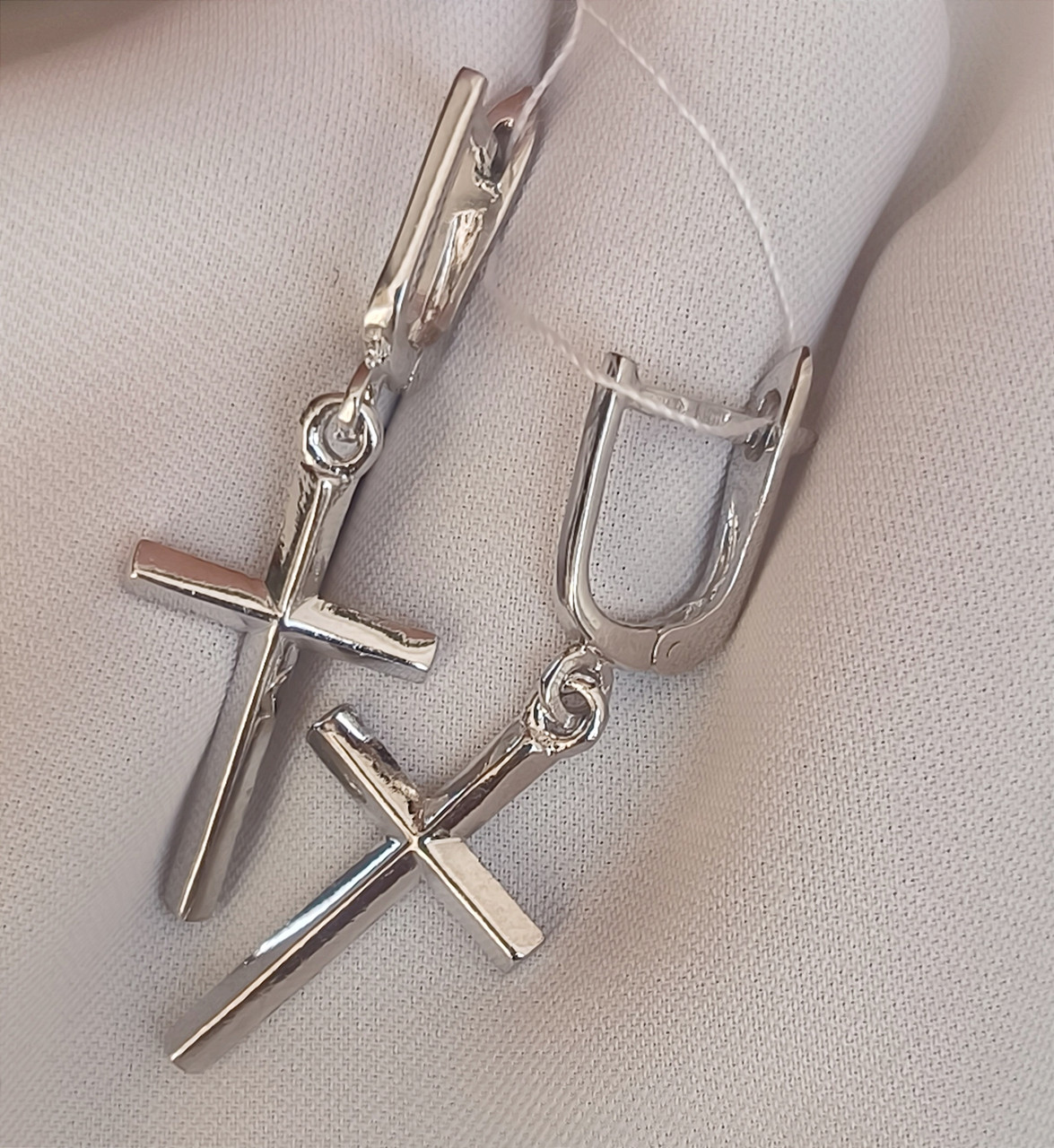 Срібні сережки хрестики 925 проби - Зображення 3