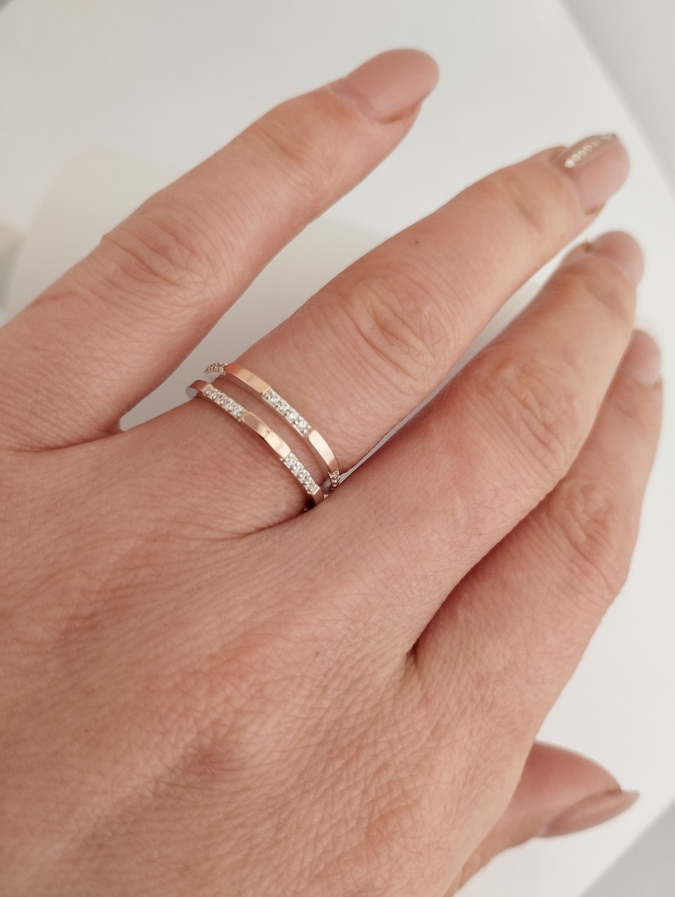 Срібне кільце із золотими пластинами Ukr-gold - Зображення 2