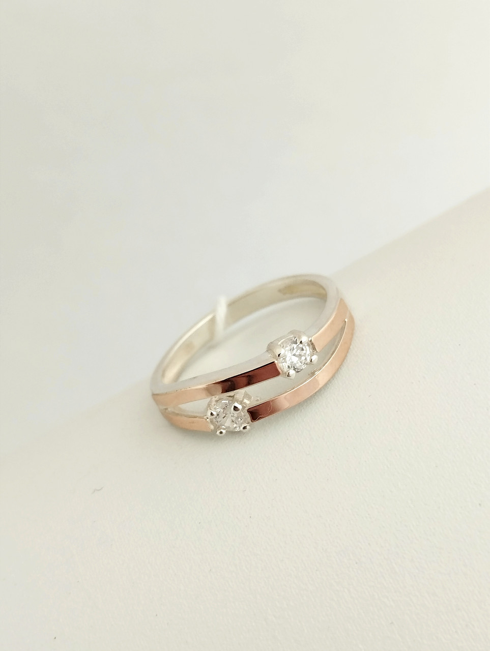 Срібне кільце із золотими пластинами Ukr-gold