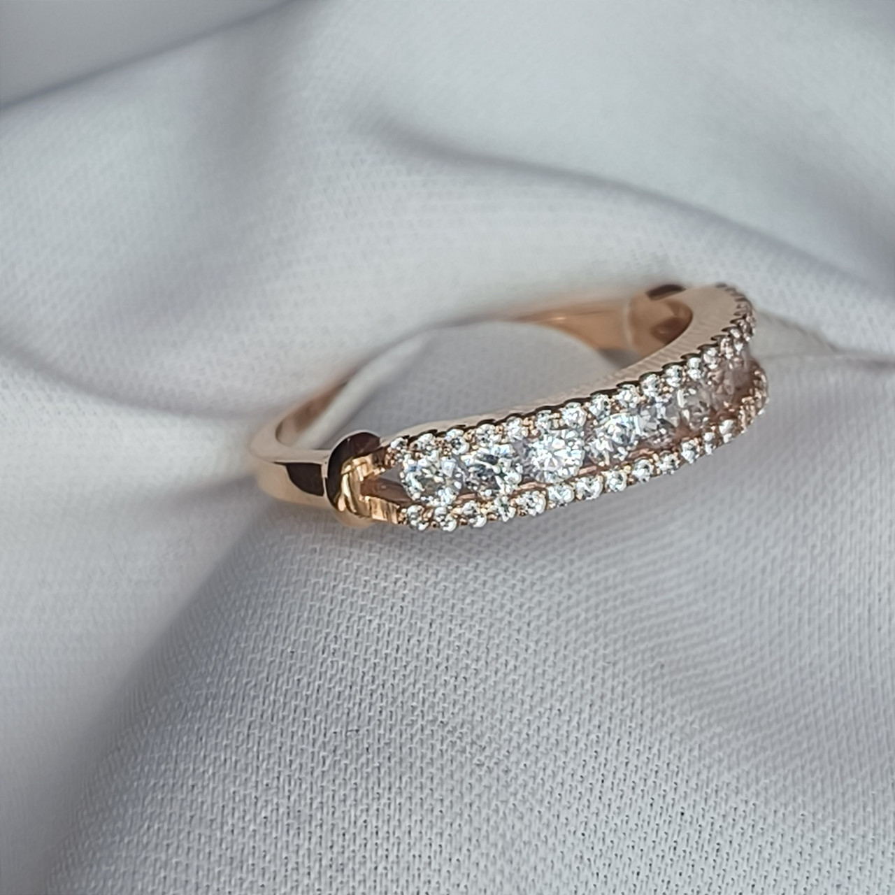 Золоте кільце доріжки камінцями - Зображення 7