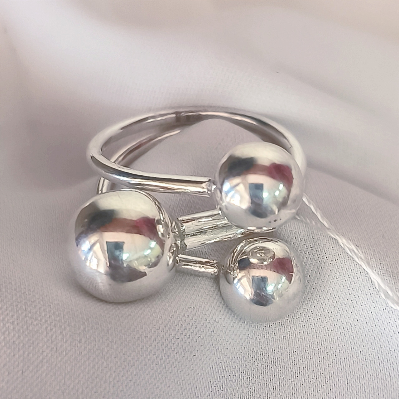 Срібне кільце поцілунок срібне кільце з кулями - Зображення 5