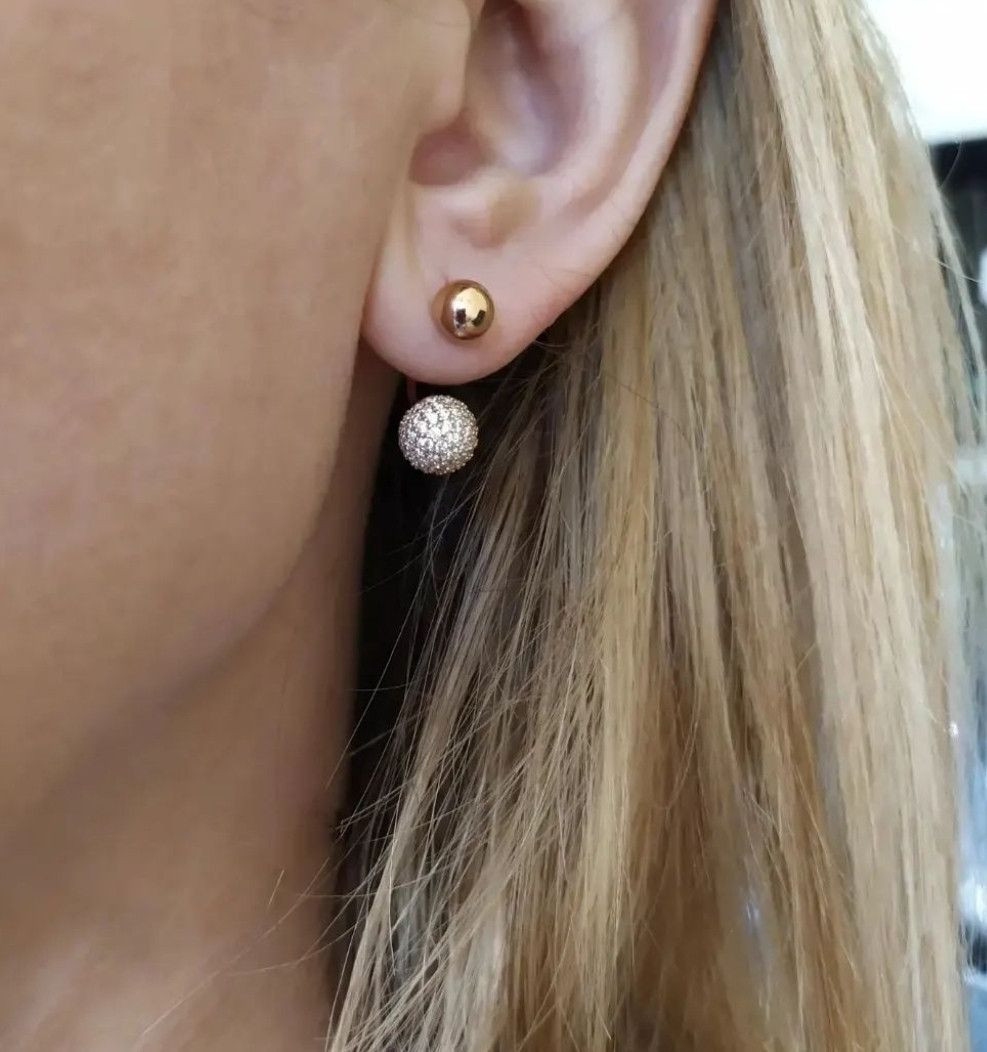 Золоті сережки матрешки, золоті сережки кулі золоті сережки матрьошки з камінням cald - Зображення 10