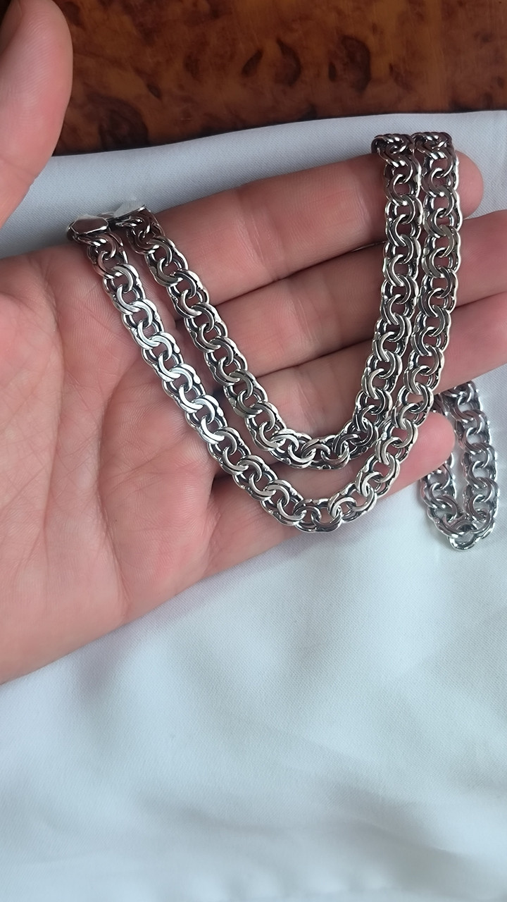 Срібний ланцюг Бісмарк 925 проби з чорнінням - Зображення 4