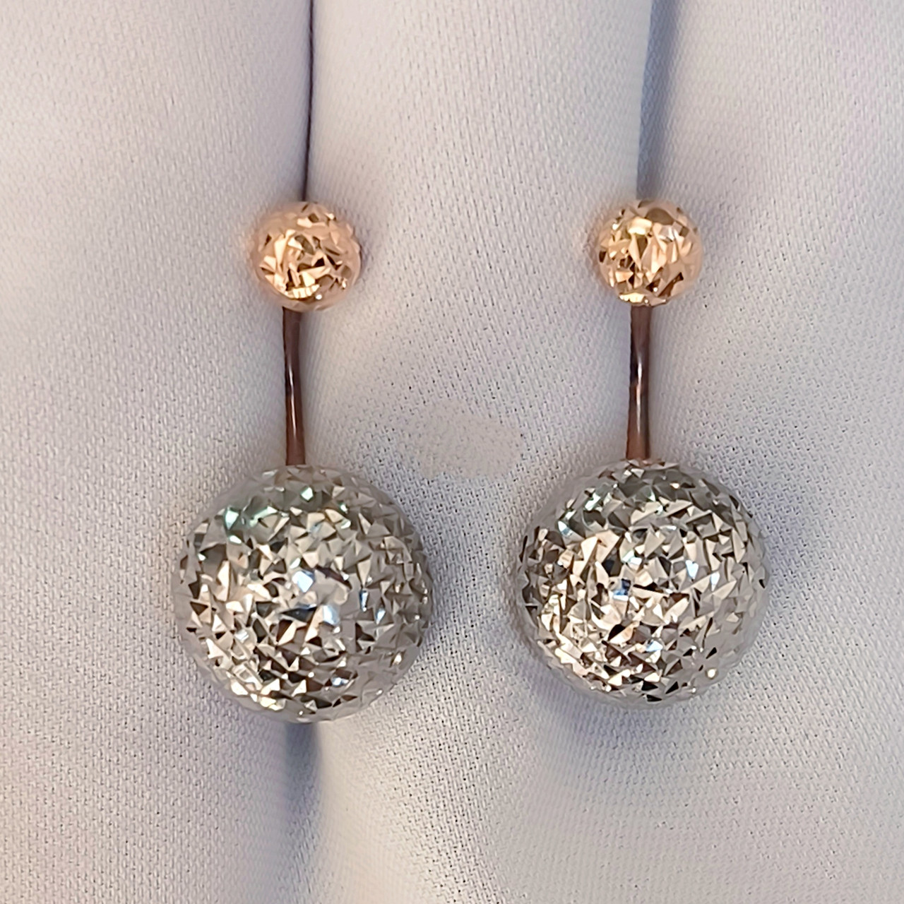 Золоті сережки шарики в білому золоті Ukr-gold.com