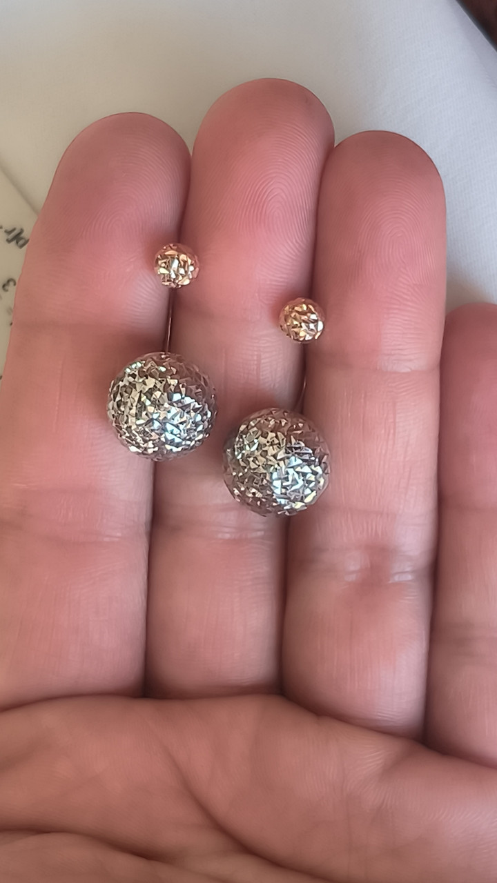 Золоті сережки шарики в білому золоті Ukr-gold.com - Зображення 5