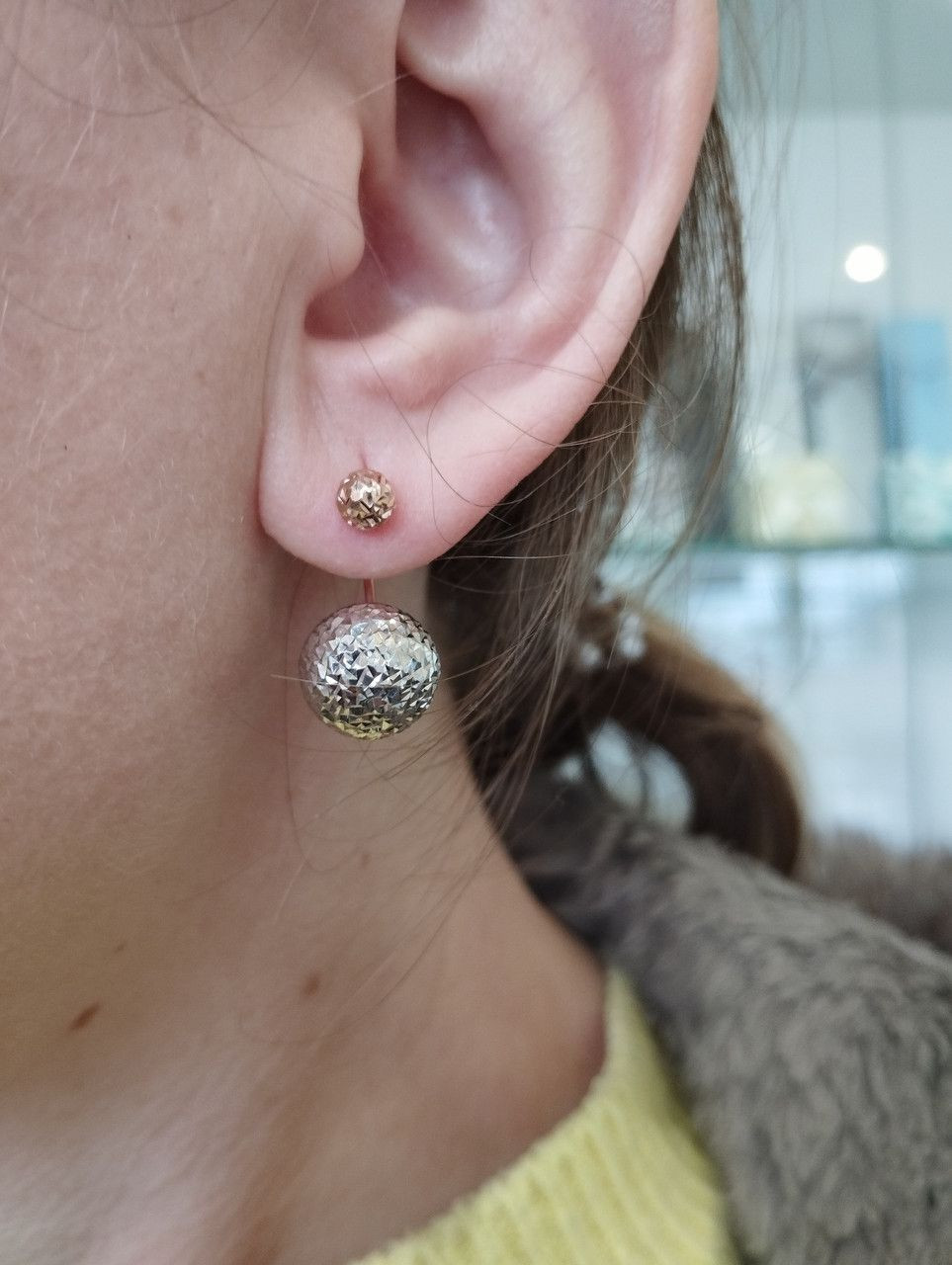 Золоті сережки шарики в білому золоті Ukr-gold.com - Зображення 8