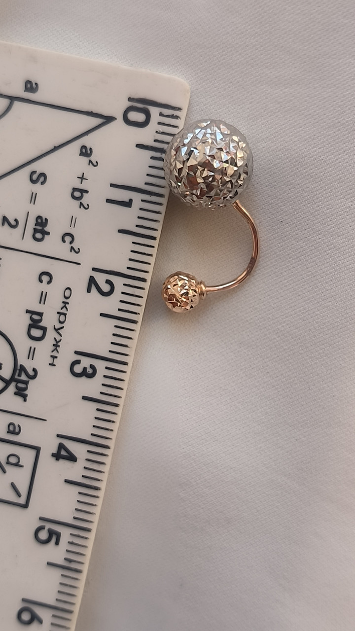 Золоті сережки комбіновані в червоному та білому золоті 585 проби - Зображення 3