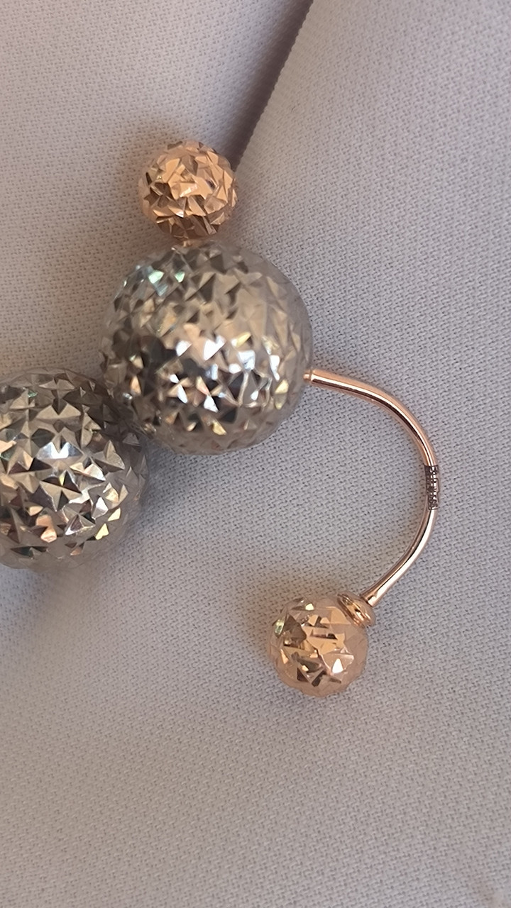 Золоті сережки комбіновані в червоному та білому золоті 585 проби - Зображення 4