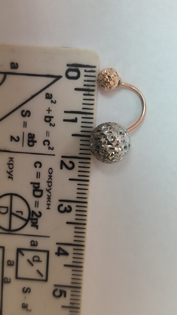 Золоті сережки комбіновані в червоному та білому золоті 585 проби - Зображення 5