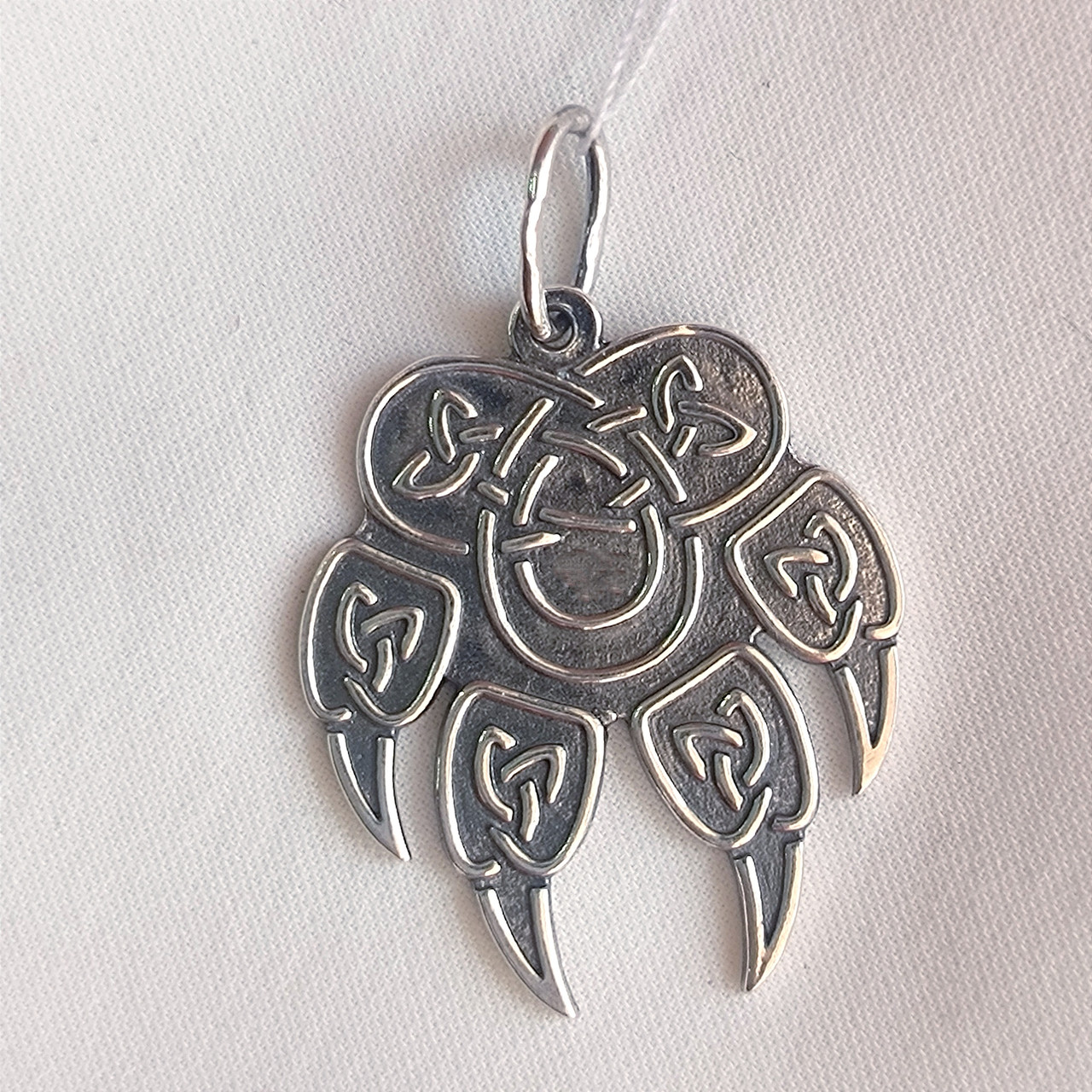 Срібний амулет 925 проби " Печать Велеса лапа вовка "