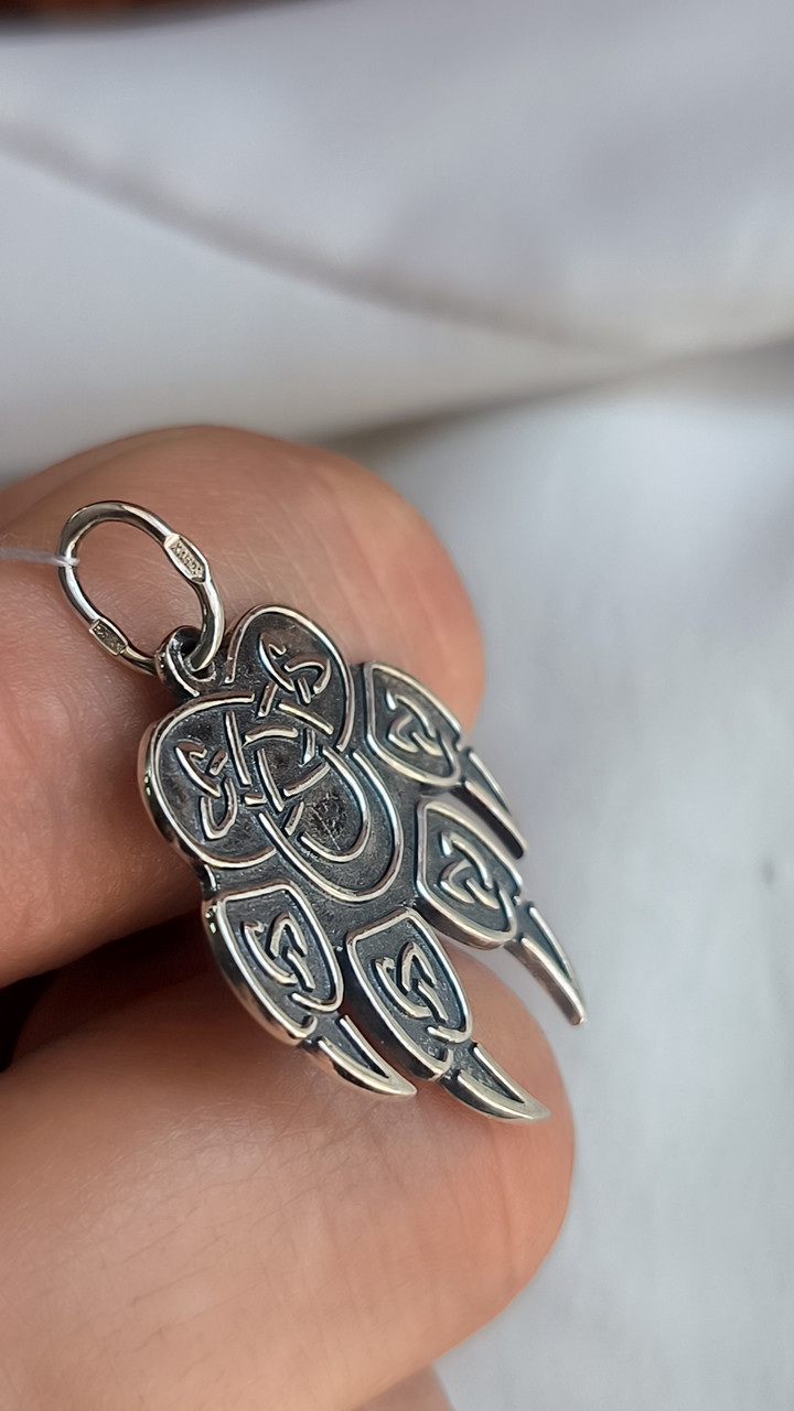 Срібний амулет 925 проби " Печать Велеса лапа вовка " - Зображення 6
