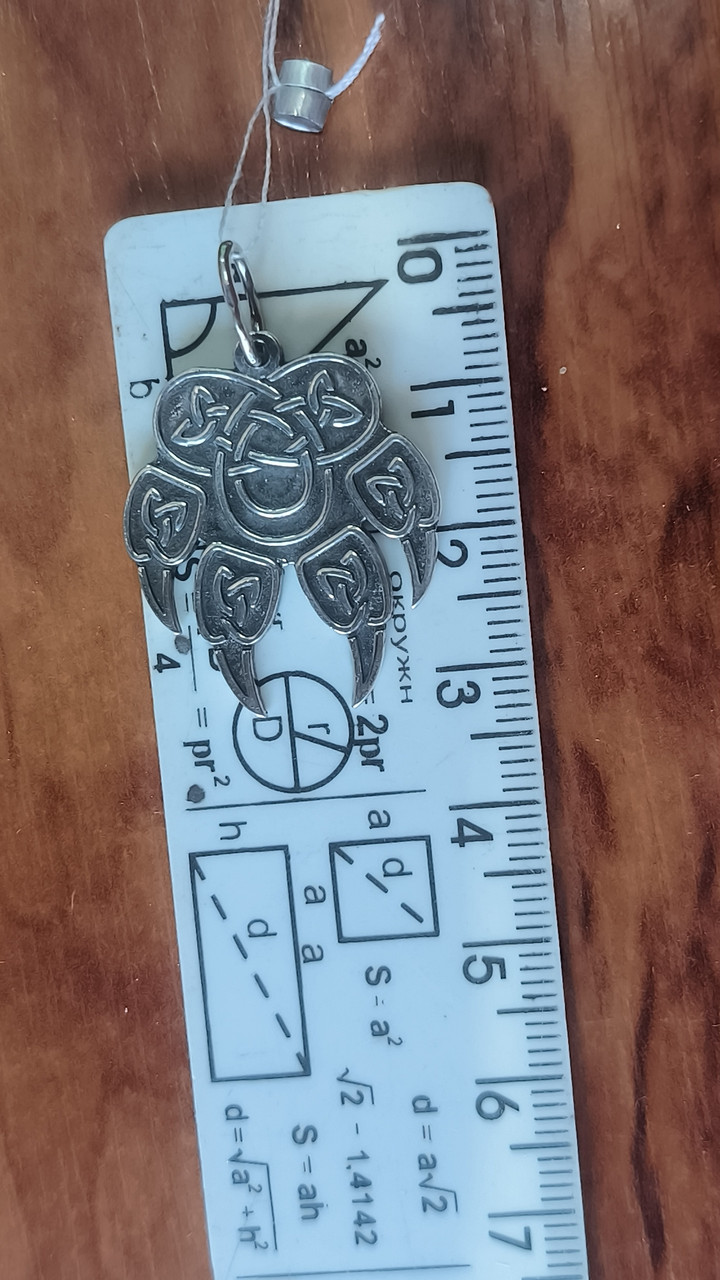 Срібний амулет 925 проби " Печать Велеса лапа вовка " - Зображення 5