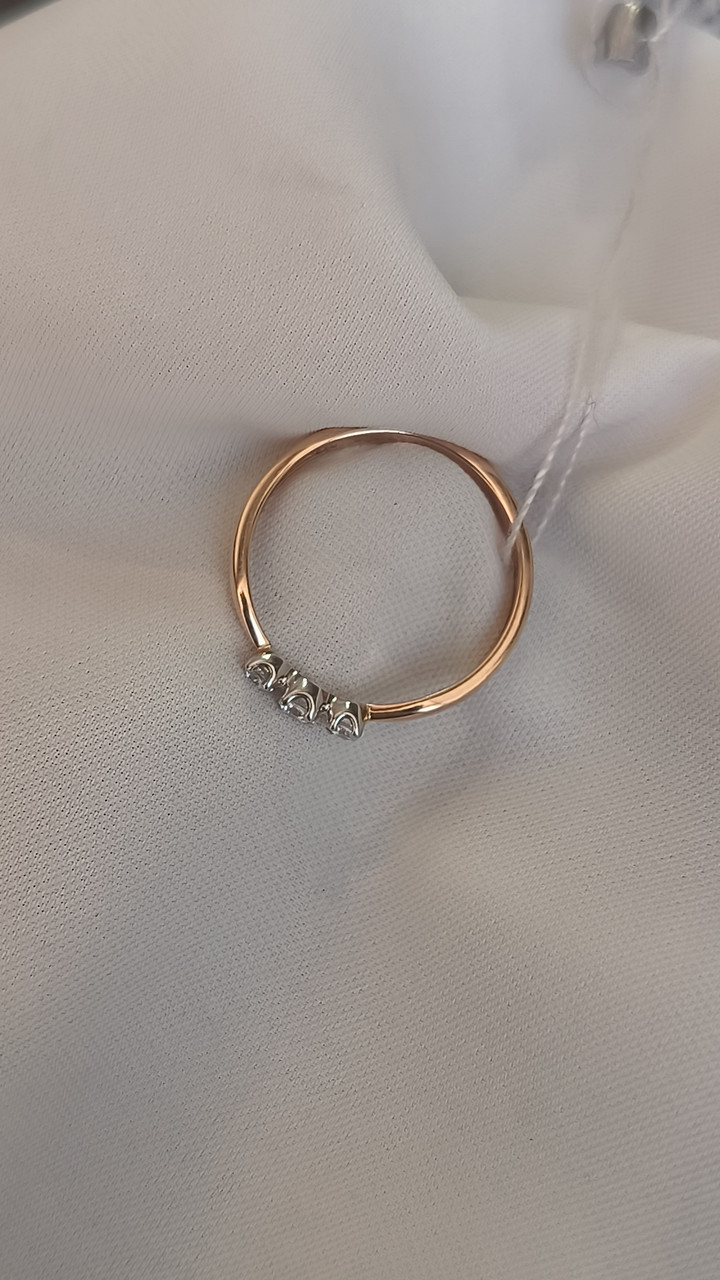 Золоте кільце 585 проби з камінчиками - Зображення 3