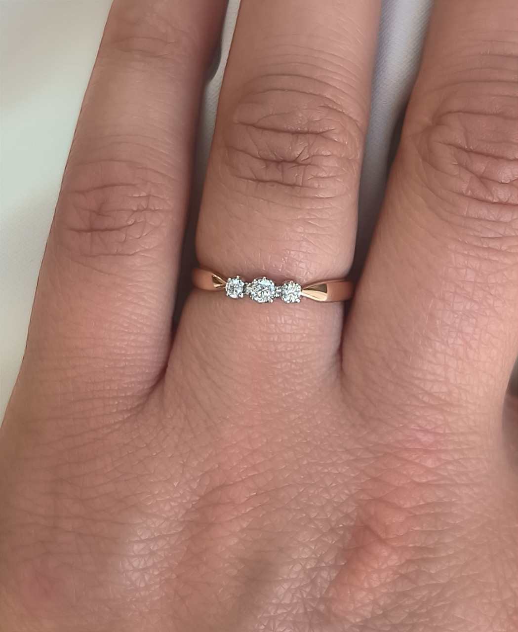 Золоте кільце 585 проби з камінчиками - Зображення 4