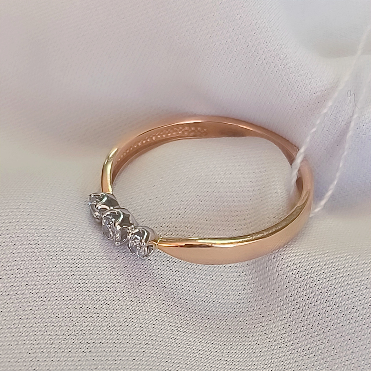 Золоте кільце 585 проби з камінчиками - Зображення 2