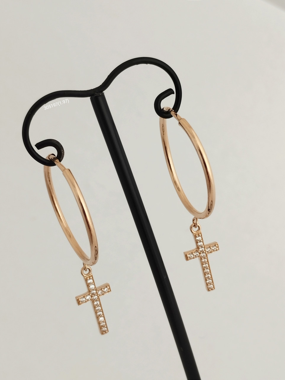 Золоті сережки з хрестиками Ukr-gold