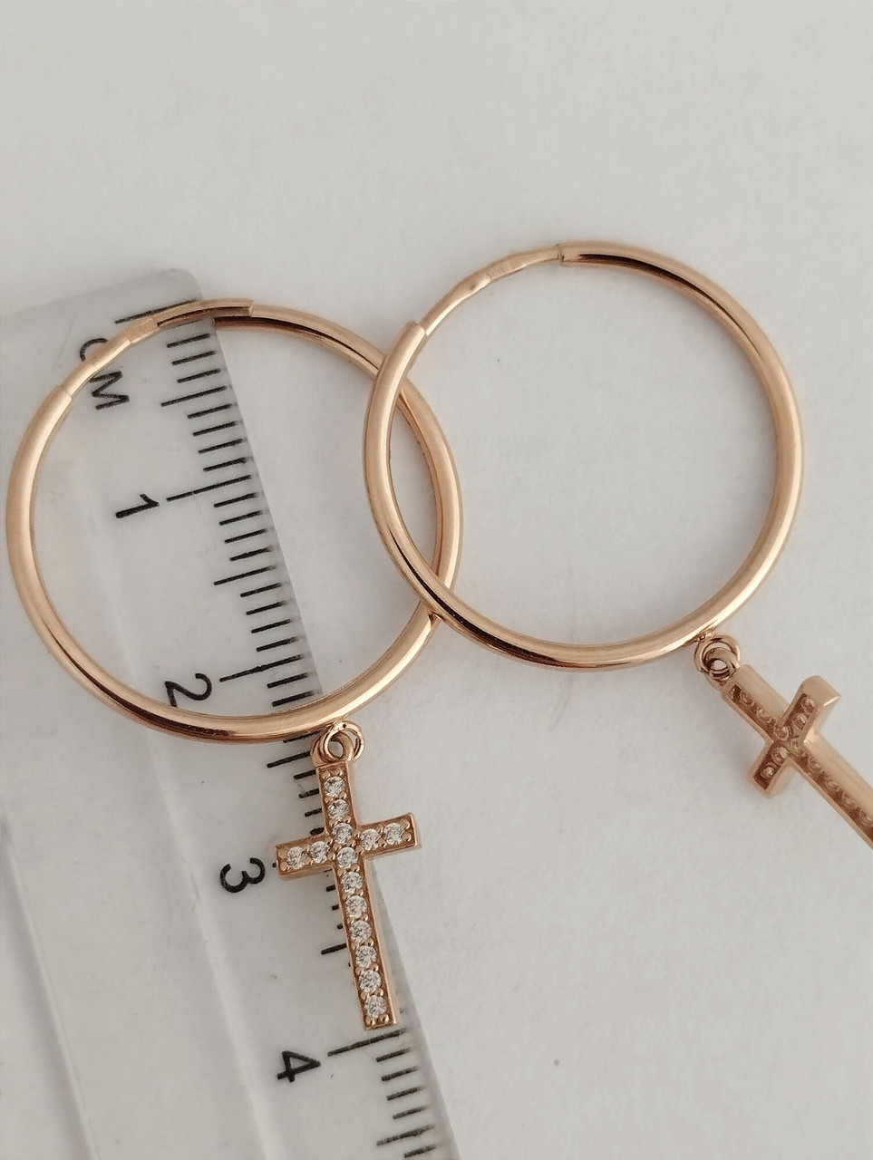 Золоті сережки з хрестиками Ukr-gold - Зображення 2