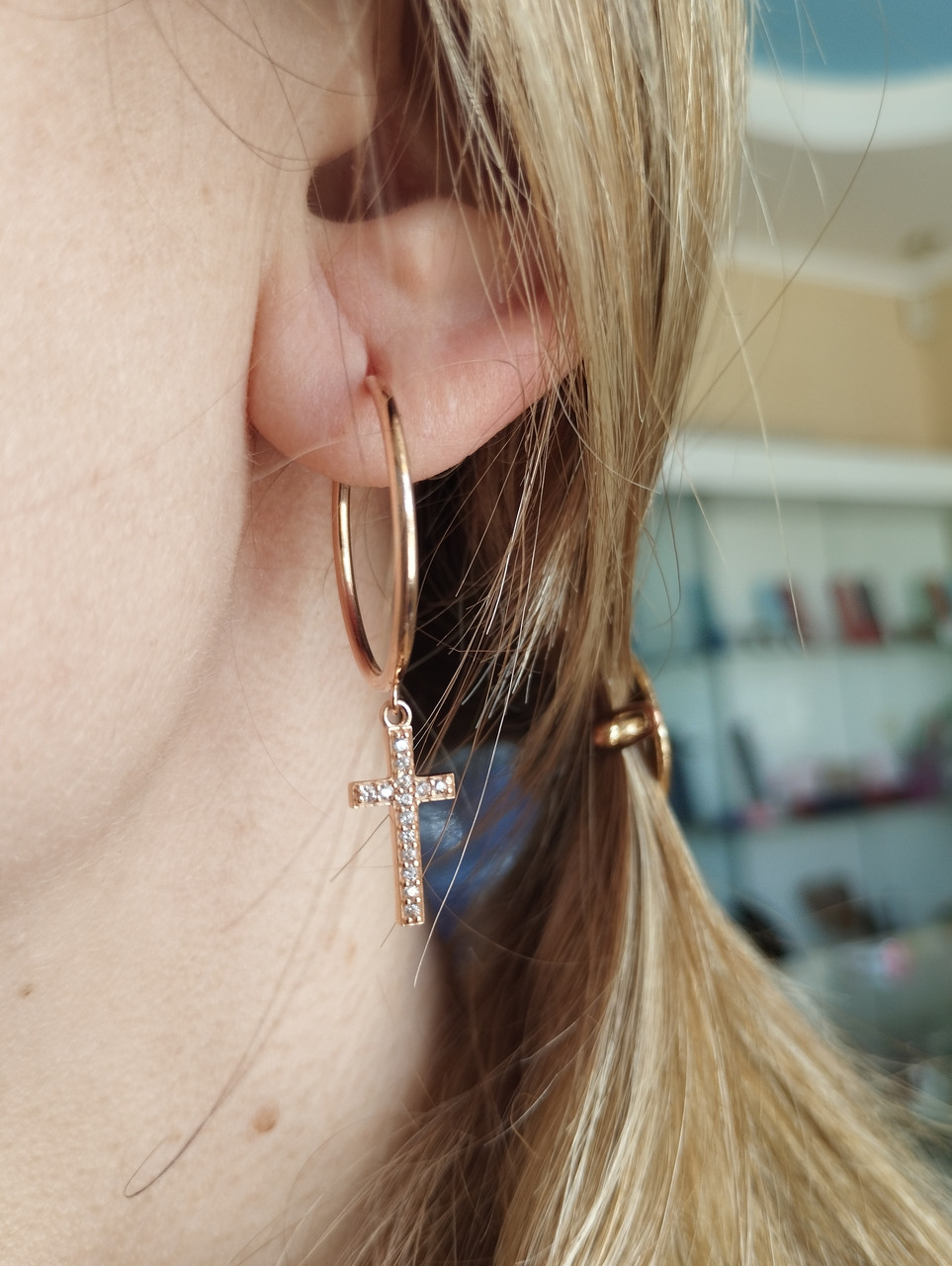 Золоті сережки з хрестиками Ukr-gold - Зображення 3