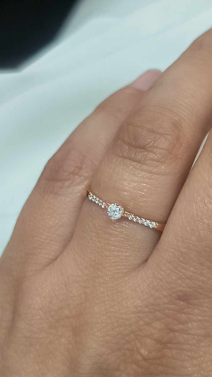 Золоте кільце з камінчиками 585 проби - Зображення 2