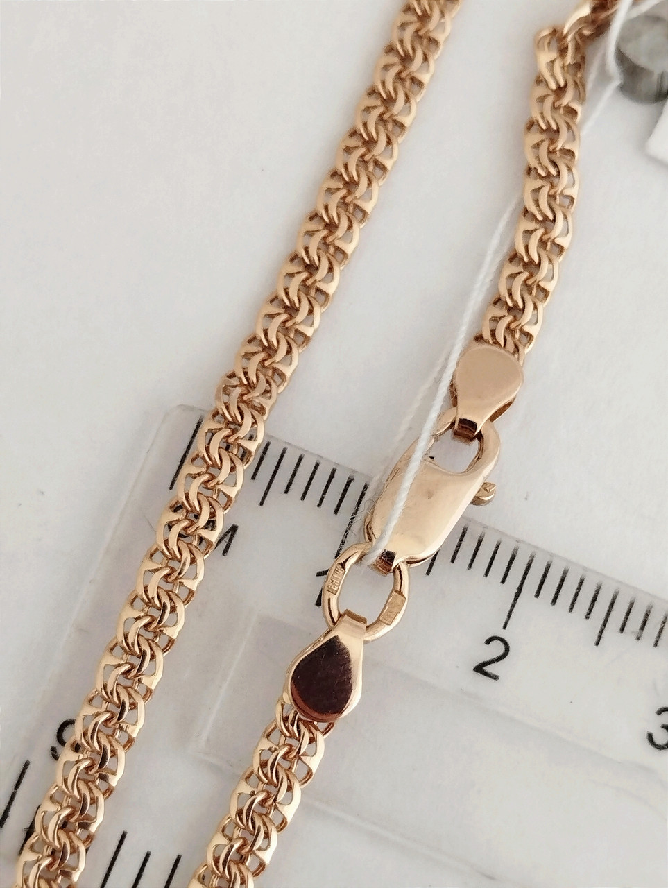 Золотий ланцюжок бісмарк з червоного золота 585 проби - Зображення 3