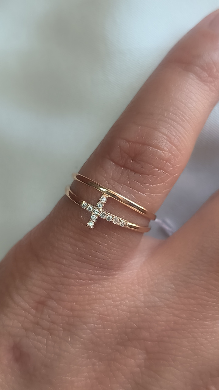 Золоте кільце з цирконієм 585 проби - Зображення 2