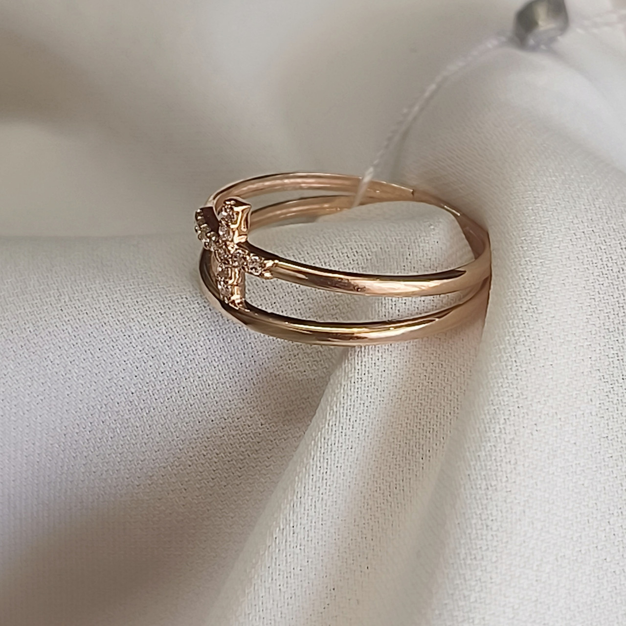 Золоте кільце з цирконієм 585 проби - Зображення 3