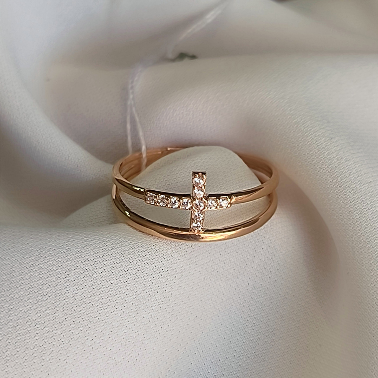 Золоте кільце з цирконієм 585 проби