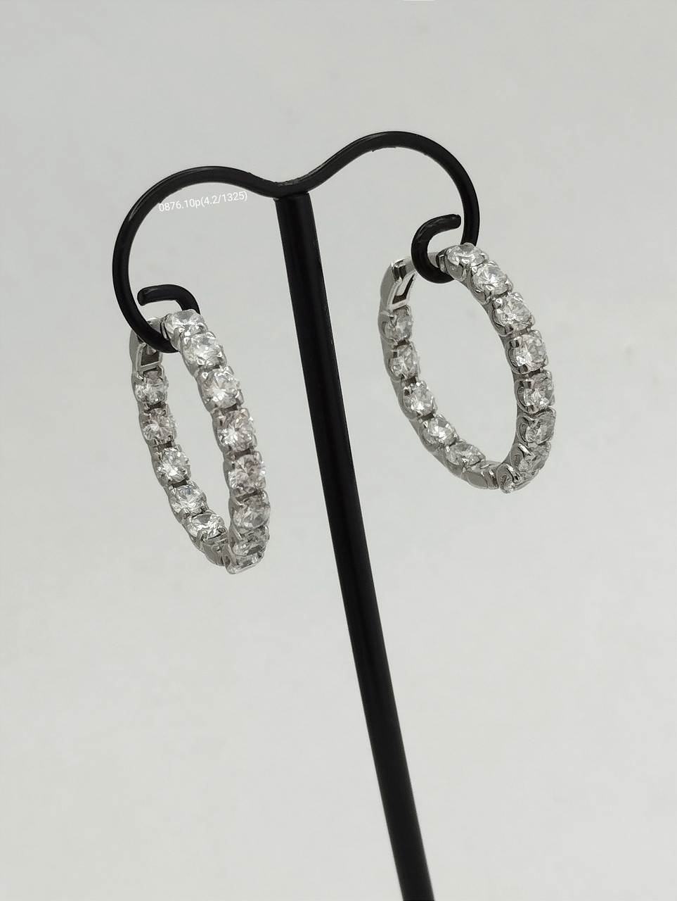 Стильні срібні сережки 925 проби з вставкою цирконію