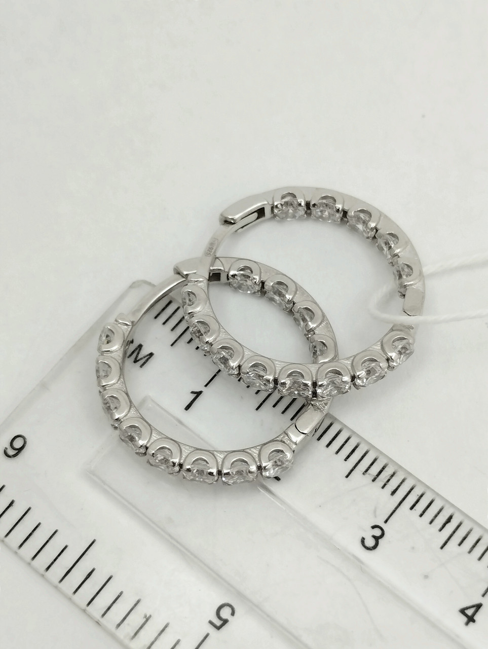 Стильні срібні сережки 925 проби з вставкою цирконію - Зображення 2