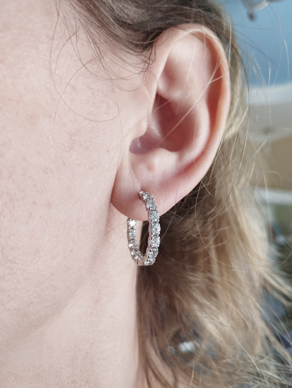 Стильні срібні сережки 925 проби з вставкою цирконію - Зображення 3