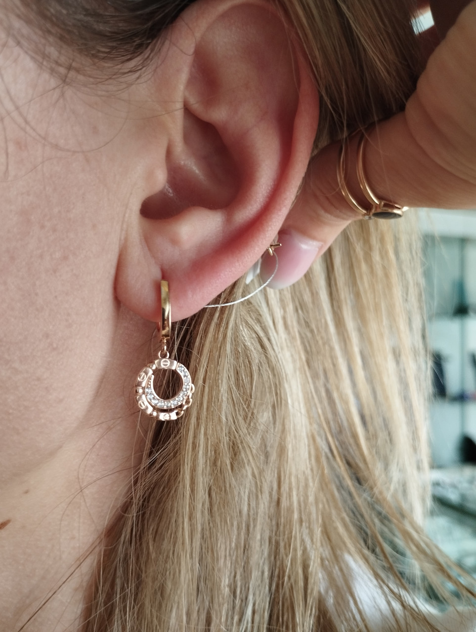 Золоті сережки висячі Ukr-gold - Зображення 2