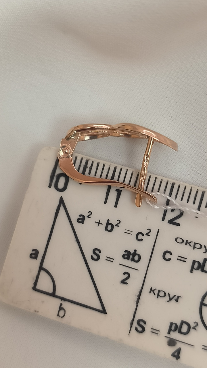 Золоті сережки з алмазною гранню 585 проби - Зображення 4