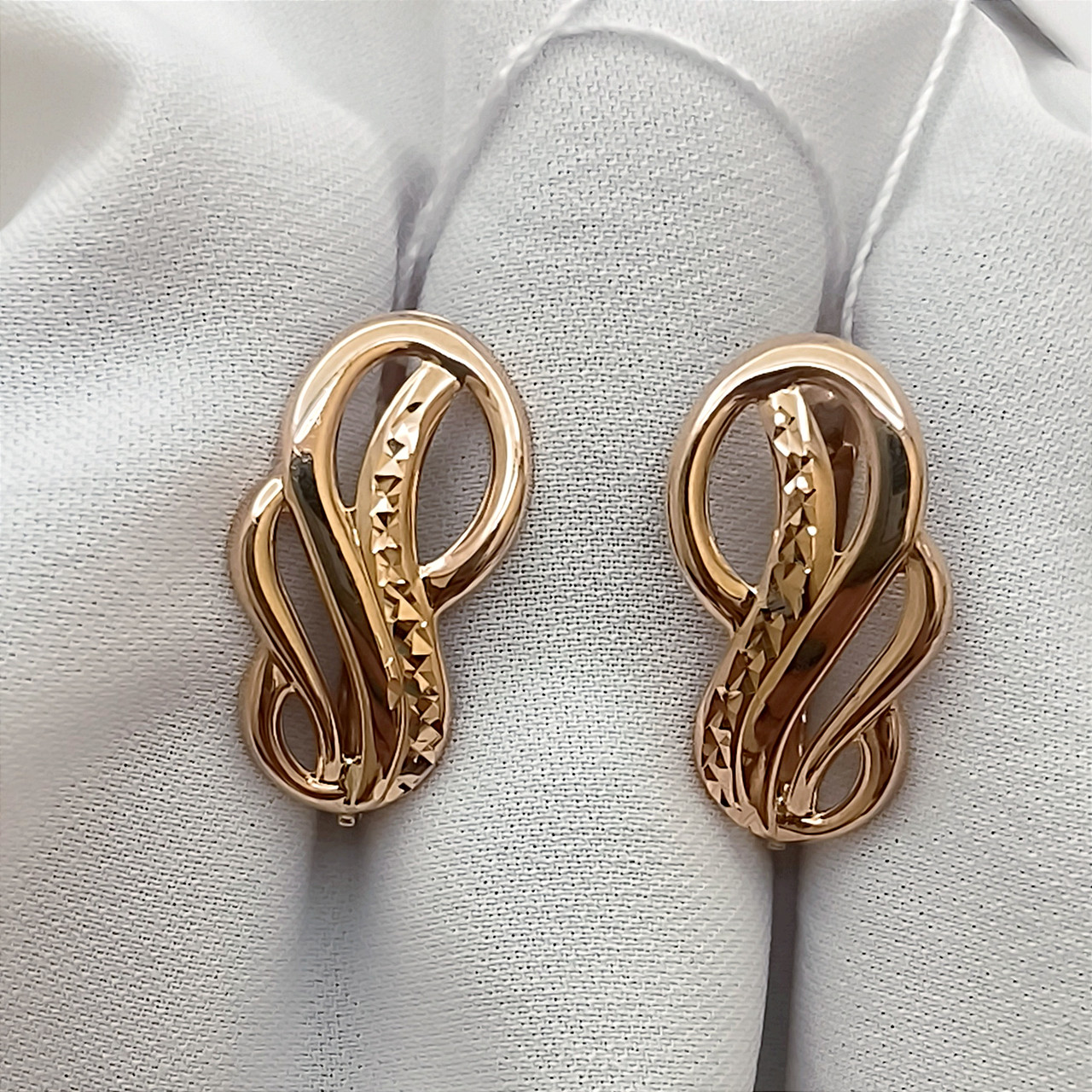 Золоті сережки з алмазною гранню 585 проби