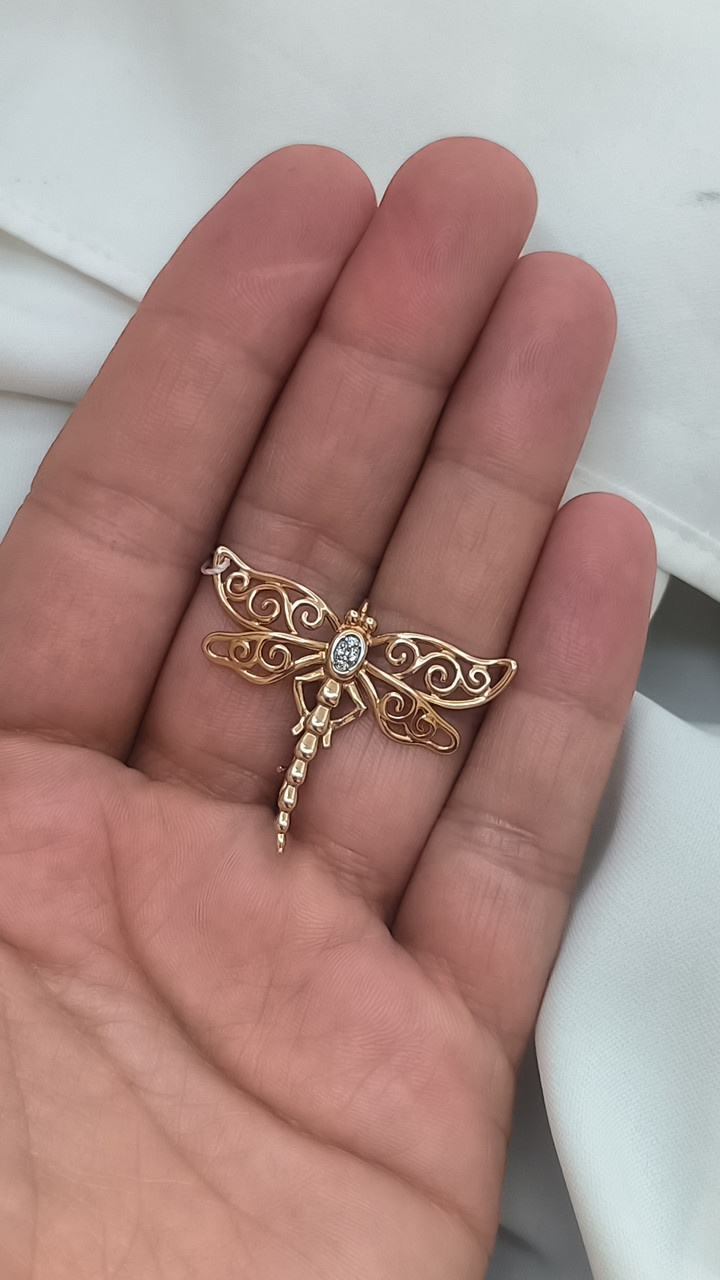 Золота брошка у вигляді бабки 585 проби - Зображення 2