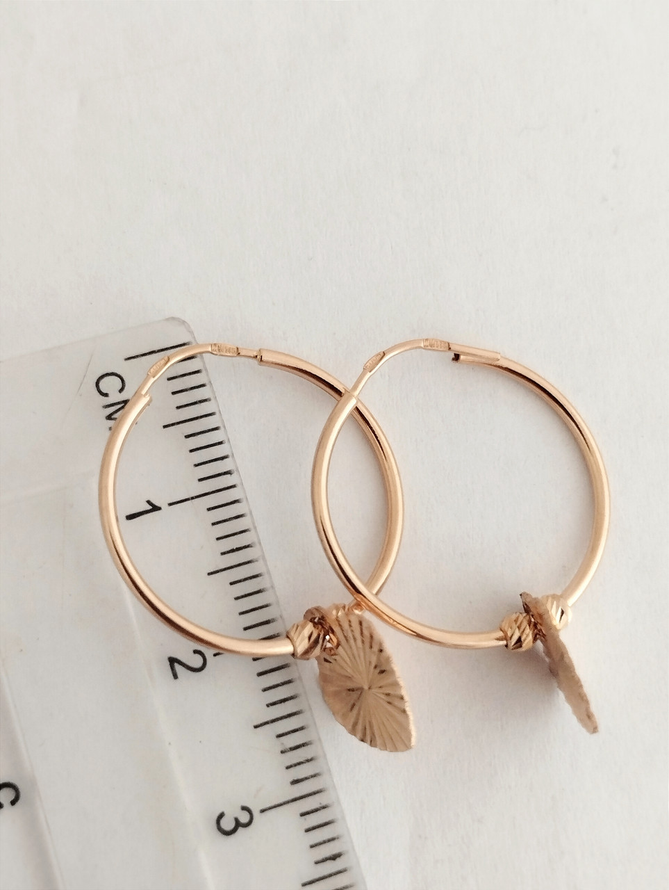 Золоті сережки кільця з сердечками Ukr-gold - Зображення 2