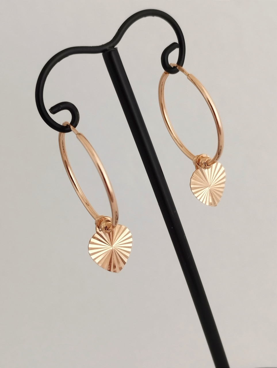 Золоті сережки кільця з сердечками Ukr-gold