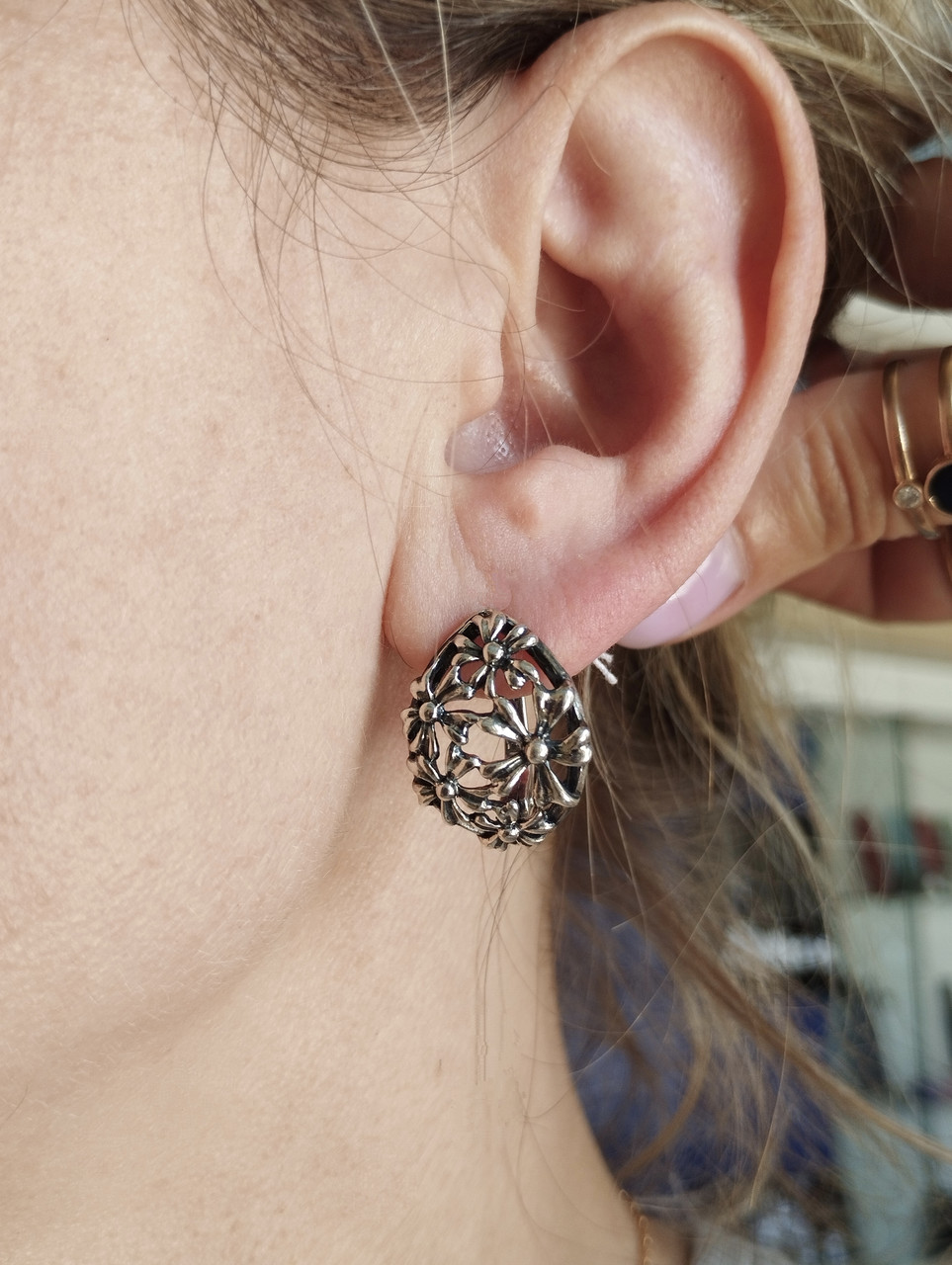 Срібні сережки без вставок 1100257 - Зображення 3