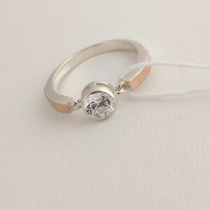 Срібне кільце із золотими пластинами Ukr-gold